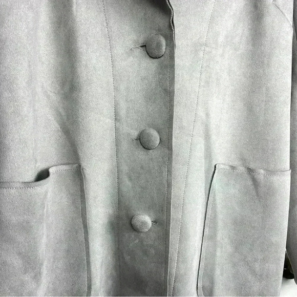 Magaschoni Suede Faux Leather Trench Coat Jacket | Size Medium - Picture 5 of 5